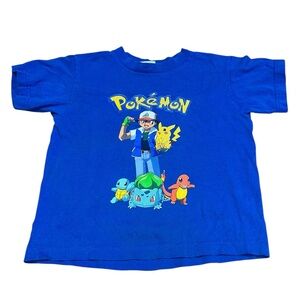VTG 1999 Blue Pokemon Shirt Youth 5/6 Pikachu Charmander Bulbasaur Squitle